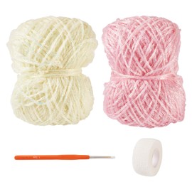 Magibeads - Hilo de ganchillo brillante de 100 g para ganchillo, hilo de purpurina rosa y amarillo para manualidades, bolsa de accesorios, hilo brillante para bolsa, ropa, coche, abalorio de llavero,