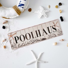 Interluxe Metal Sign - Pool House - Pool Gift Idea Friends Summer Holiday Beach