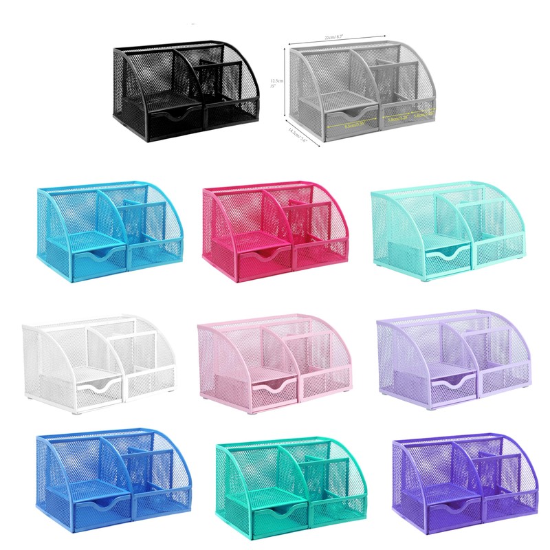 EXERZ Desk Organiser/Mesh Desk Tidy Caddy/Pencil Holder Multifunctional with 7