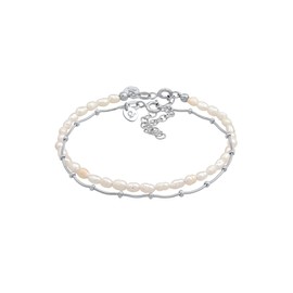 Elli Basic Women's Bracelet with Freshwater Cultured Pearls in 925 Sterling Silver Set of 2, Sterling Silver, None