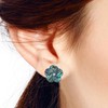 Peacock Abalone Plumeria Flower Carved .925 Sterling Silver Post Earrings