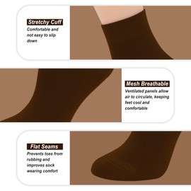 SERISIMPLE Women Thin Viscose Bamboo Above Ankle Sock Breathable Lightweight Classic Crew Casual Mesh Socks 5 Pairs (US, Alpha, Medium, Regular, Regular, Brown)