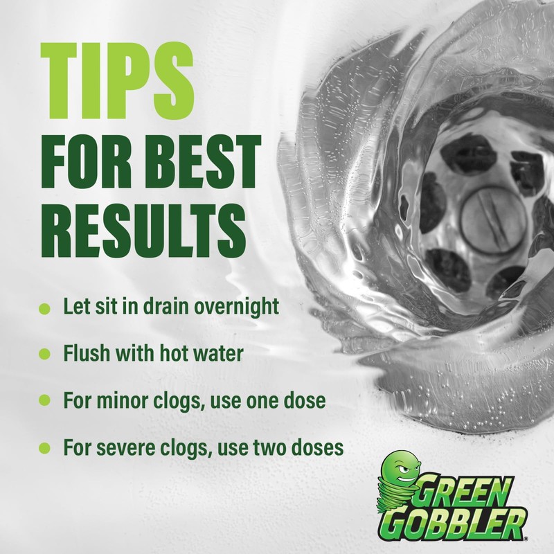 Green Gobbler Liquid Hair Drain Clog Remover & Cleaner, For