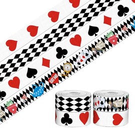 4 PCS 20 Yards 3/5" Hearts Block Ribbons Black White Grosgrain Ribbons Diamond Tea Party Ribbon Magic Fabric Ribbon for DIY Gift Support Decoration