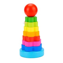 J.H. Company Torre Arcoiris Madera Juguete Didactico Montessori M-096