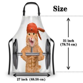 Olikked Apron Kitchen for Women Fitness Cat Mans Aprons for Cooking Funny for Kitchen Cooking Restaurant BBQ Painting Crafting Gardening 27” (W) x 31” (H), Waterproof Apron