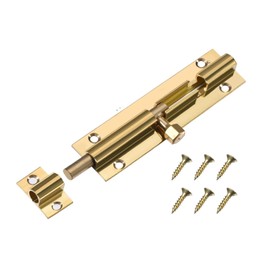 TERF Door Bolt Polished Brass Barrel Slide Lock 75mm [3''] Latch with Screws Ideal Locks for Internal and External Doors Bedroom Bathroom Toilet Shed Gate Cupboards Cabinets - 75mm, Gold