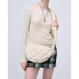 ASWACA Quilted Puffer Shoulder Bag for Women Crossbody Bags Purse Handbag Carryall Adjustable Crescent Dumpling Sling Bag