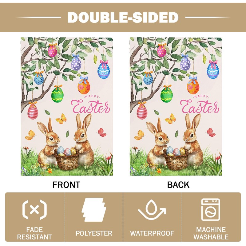 Easter Garden Flag 12x18 IN Double Sided Bunny Garden Flags