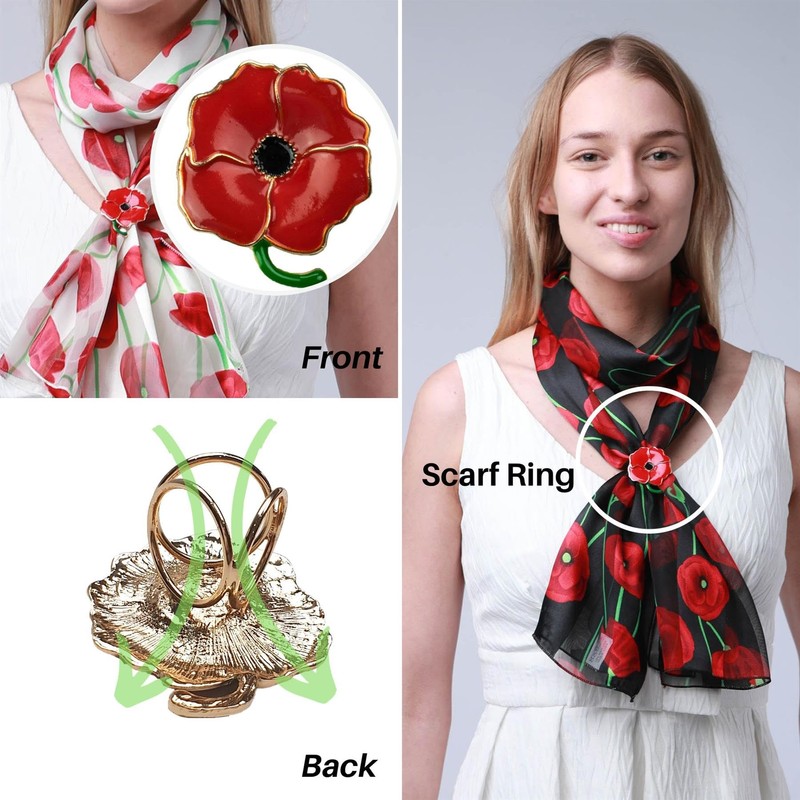 Basic Sense Poppy Scarf with Holder Set Silky Satin Stripe