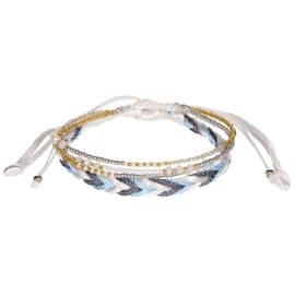 Stands Out, Supplying Outstanding Gifts Aloha Girls Womens Blue Gold And Silver Stacker Bracelet Woven Beads Festival Multi Layer Stack Jewellery