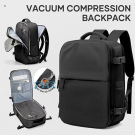 COOWOZ Carry On Vacuum Travel Backpack for Women Men,Large Capacity Airport Backpack,Personal item Travel Bag,Airplane Backpack,Laptop Backpack:_BlackÔºà45*30*16cmÔºâ