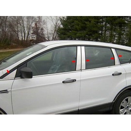 QAA is Compatible with 2013-2019 Ford Escape 10 Piece Stainless Pillar Post Trim, No keyless Entry Access, Includes Front Triangle Piece PP53367