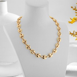 LILIE&WHITE Gold Halskette für Damen– Elegante Chunky Chain Halskette für Damen, Hypoallergen und Farbbeständig, Geschenk