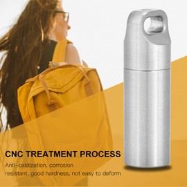 Portable Box, Waterproof Survival Bottle Stainless Steel Bottle Container Holder for Outdoor Camping (S)