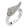 Bungsa Silver Middle Ring Angel Wings with Stone Cubic Zirconia Crystal Angel Wing Toe Ring Rhodium Plated, Brass, Cubic Zirconia