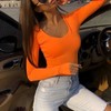 Women Long Sleeve Bodysuit Fashionable Charming Slim Fitting Body Leotard