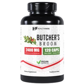 Healthfare Butcher’s Broom Capsules 2400mg | 120 Veg Capsules | Premium Herbal Formula | Non-GMO | Gluten-Free