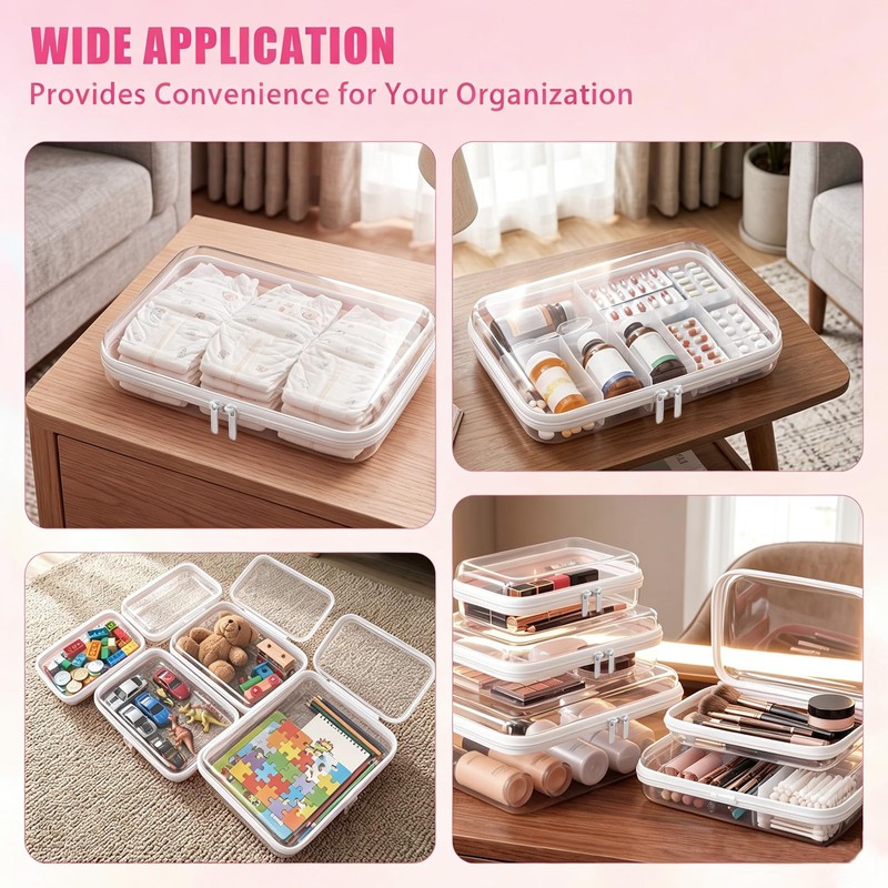 Clear Diaper Bag Organizer Pouches, Hard Shell Zipper Case for