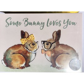 Molly & Rex Single(1) 3D Die-cut Glitter Embellished Card Matching Env Seal ~ Some Bunny Loves You 16015