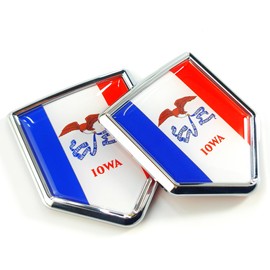 Newperlite Iowa Flag Decal Sticker Car Emblem Iowa Flag Car Decoration Accessories Chrome Shield for Truck Vehicles Cars, 2 Pack