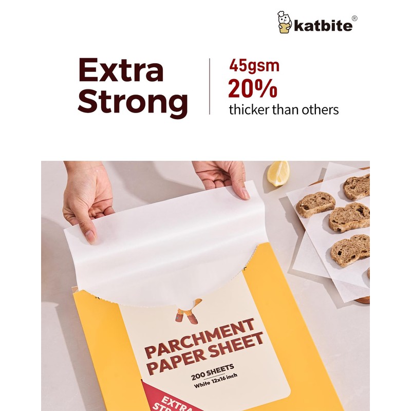 Katbite 200PCS 12x16 In Heavy Duty Flat Parchment Paper, Parchment