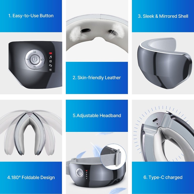 RENPHO Heated Eye Massager for Migraine, Temple Massager, Compression Massage