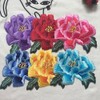 Royal Blue Peony Rose Iron-On Embroidered Patches for Clothes, Hats,