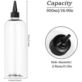 Yebeauty Hair Color Applicator Bottle, Clear 2 Pack Applicator Bottle for Hair 500ml 16.9 Ounce Hair Dye Bottle Applicator with Twist-On Top Tip Cape with 2 Funnels