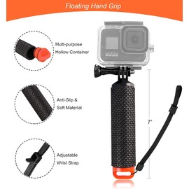 YonGoo Waterproof Floating Hand Grip Compatible with Gopro Hero 11 10 9 8 7 6 5 Max Session 4 3+, Handle Mount Accessories for Fusion, DJI Osmo Action Cameras, Orange