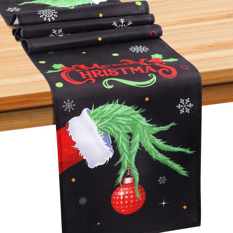 Fowecelt Christmas Table Runner Elf - Elf Christmas Decorations, Elf