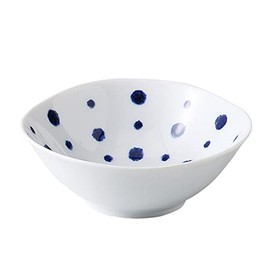 Hasamiyaki 33006 Bowl, Plate, with Small Transformation, Approx. 3.9 inches (10 cm), Indigo Dyed Polka Dot, Made in Japan
