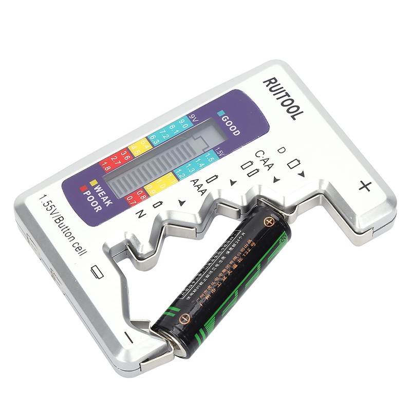 Battery Tester Universal Digital Voltage Checker for AA/AAA/C/D/9V/Button Cells &