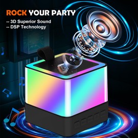 Mini Karaoke Machine for Kids - Portable Bluetooth Speakers with 2 Karaoke Microphones - Birthday Present Gifts for Age 4-11 Year Old Girls Singing Sound Karaoke Toys (Black)