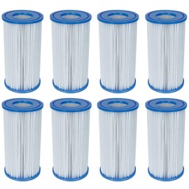 Bestway 58012E Type III/A Outdoor Swimming Pool Filter Pump Replacement 4.2"x8" Cartridge Accessory, Use in 500/800/1500 Gallon Filter Pumps, 8 Pack