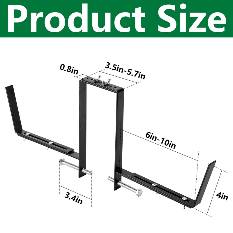 Adnee Set of 4 Double Sided Planter Box Brackets-Adjustable Window