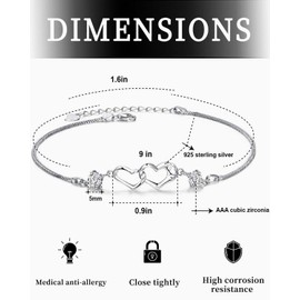 TOZBLEU Women's Silver Infinity Bracelets - Infinity Bracelet Infinity Love Symbol Heart Zirconia Bracelets Adjustable Charm Bracelet for Women and Girls (A)