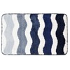 Blue Microfibre Soft Tufted Waves Design Bath Mat Rug Non-Slip