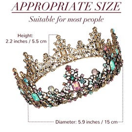 Reina Barroca Corona, Corona Barroca de Boda Corona de Reina con Diamantes de Imitación Boda y Tiaras Reina Barroca Corona Rhinestone Tiaras de Boda Retro Crystal Hair Jewelry Decoración para Mujeres Princesa Nupcial reina Corona de Cristal Tiara de Cump