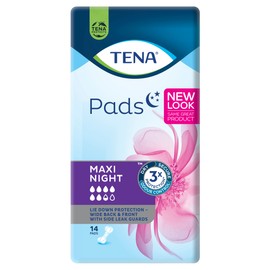 TENA Maxi Night Pads, Extra Long Length, Heavy Incontinence, Pack of 14