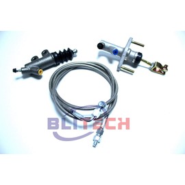 Blitech Clutch Master and Slave Cylinder Line Kit compatible with 1992-2000 Civic; 1994-2001 Acura Integra (all) (Silver)