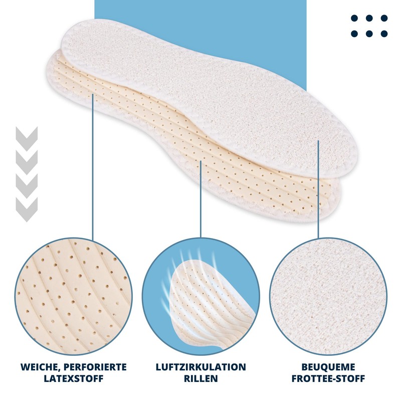 Marol 3 Pairs Barefoot Soles, 100% Cotton Terry Towelling with