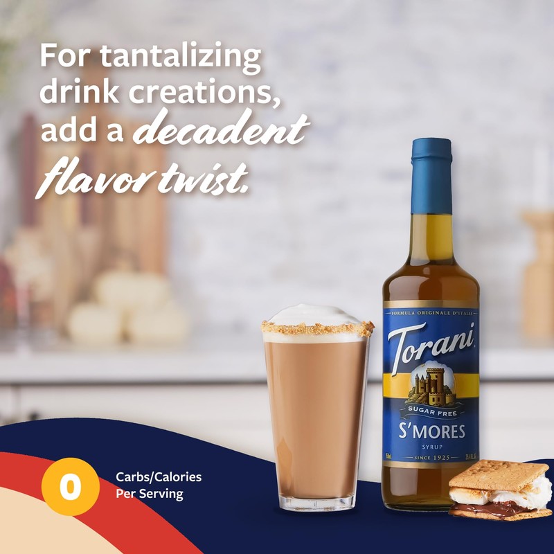 Torani Sugar Free Coffee Syrup, S’Mores Flavoring for Drinks, Zero