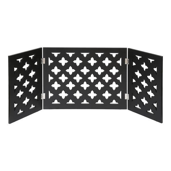 Indoor/Outdoor Solid Wood Starlight Design Freestanding Foldable Adjustable 3-Section Pet Gate