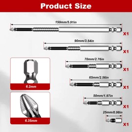 6PCS High Magnetic Screwdriver Drill Bit Set, Strong Magnetic Durability Impact Kit Anti-Slip Electric Screwdriver Drill Sets Universal for Impact Driver 25 50 65 70 90 150mm Carbon Steel