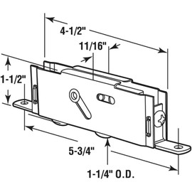 Sliding Patio Glass Door Tandem Rollers Replacement, 1-1/4" Steel Ball Bearing Wheels, 5-3/4" Screw Hole Centers, Features End Adjustment, 2 Pack