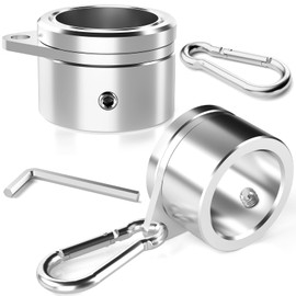 HOOPLE Flag Pole Rings 1.25 Inch 2PC, Anti Wrap Spinning Flag Pole Clips Swivels No Tangle Aluminum Alloy 360° Rotating Flagpole Mounting Rings with Carabiners