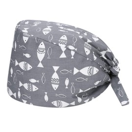 Scrub Cap Chef Hat for Women Men - Cartoon Animal Printed Turban Cap - Adjustable Elastic Band - Multipurpose Cooking & Shower Cap