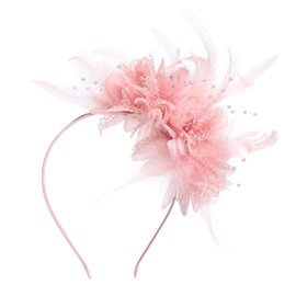 Risipu Fascinators Hat for Weddings,Fascinator Pink,Elegant Vintage Mesh and Fabric Feather Fascinator Hat for Women,Party Ball Top Cap Jockey Club Headband Accessories (Nude Pink, One Size)