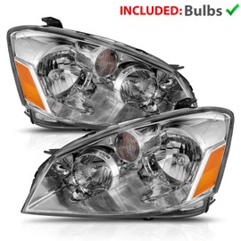 AmeriLite For 2005-2006 Altima Halogen Sedan Model Crystal Chrome Replacement Headlights Set - Passenger and Driver Side